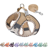 AIITLE Tiny Dog Harness close-up shows breathable jacquard fabric for comfort
