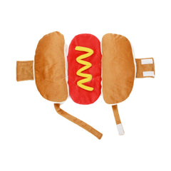 AIMICOCA hot dog costume on a cat for cute cosplay moments.