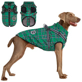 Aimydog built-in harness coat with back zipper for easy on and off.