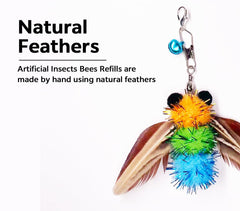 AINTE cat feather toy bee refill showing lobster claw clasp for easy replacement