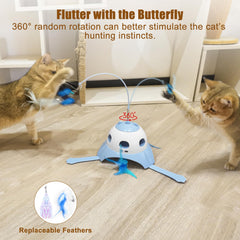 AIPERRO 3-in-1 toy rotating feather wand provides dynamic movement for chasing instincts.