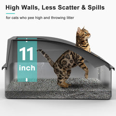 AIPERRO XL litter box high sides interior supports big cats while reducing mess.