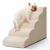 Airpanda 5 Step Dog Stairs beige top view helps small dogs reach beds safely
