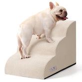 Airpanda dog stairs beige side view with a non-slip bottom for steady climbs.