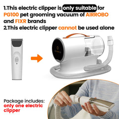 AIRROBO PG100 clipper attached to vacuum enabling integrated grooming sessions