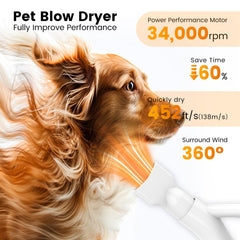 AIRROBO PGD100 dog dryer with four nozzles enables versatile at home grooming.