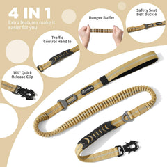 Airuidog heavy duty tactical dog leash reflective-lines boost night visibility for safer strolls