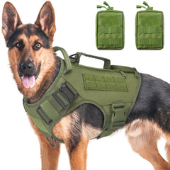 AIWAI Tactical Dog Backpack with green side bags for organized training essentials.