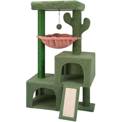 AIWIKIDE cactus cat tree tower front view showcases sturdy base and vertical play space
