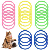 AKAIXI 24 pcs cat toys box showing colorful bands for interactive play.