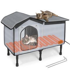 AKAOLA cat house peak roof sheds rain for a dry outdoor shelter.