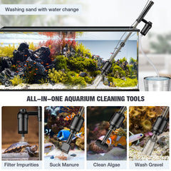 AKKEE aquarium vacuum 18W motor delivers strong suction for fast cleaning.