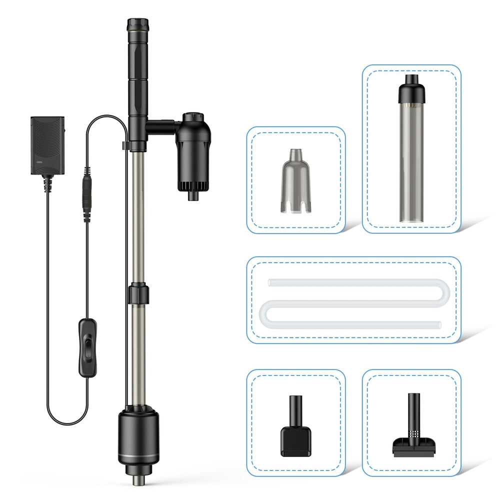 AKKEE aquarium vacuum assembly shows easy setup for quick use.