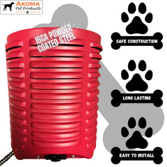 Akoma Hound Heater used outdoors for dog houses, coops, and cages.