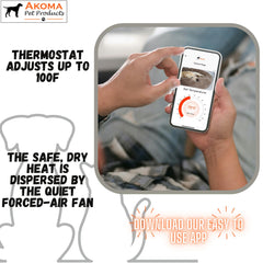 Akoma Hound Heater thermostatic control enables remote temperature adjustments.