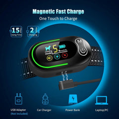 AKUVU dog bark collar control panel displaying modes and sensitivity options.
