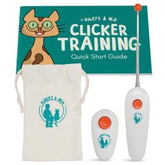 ALBERT & MIA Quiet Clicker emits gentle sounds for feline training