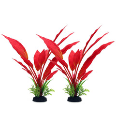 ALEGI Silk Aquarium Plants red 12-inch two-pack in package shot for easy setup