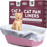 Alfapet cat litter liner with Sta-Put technology showing secure, mess-free fit on a pan.