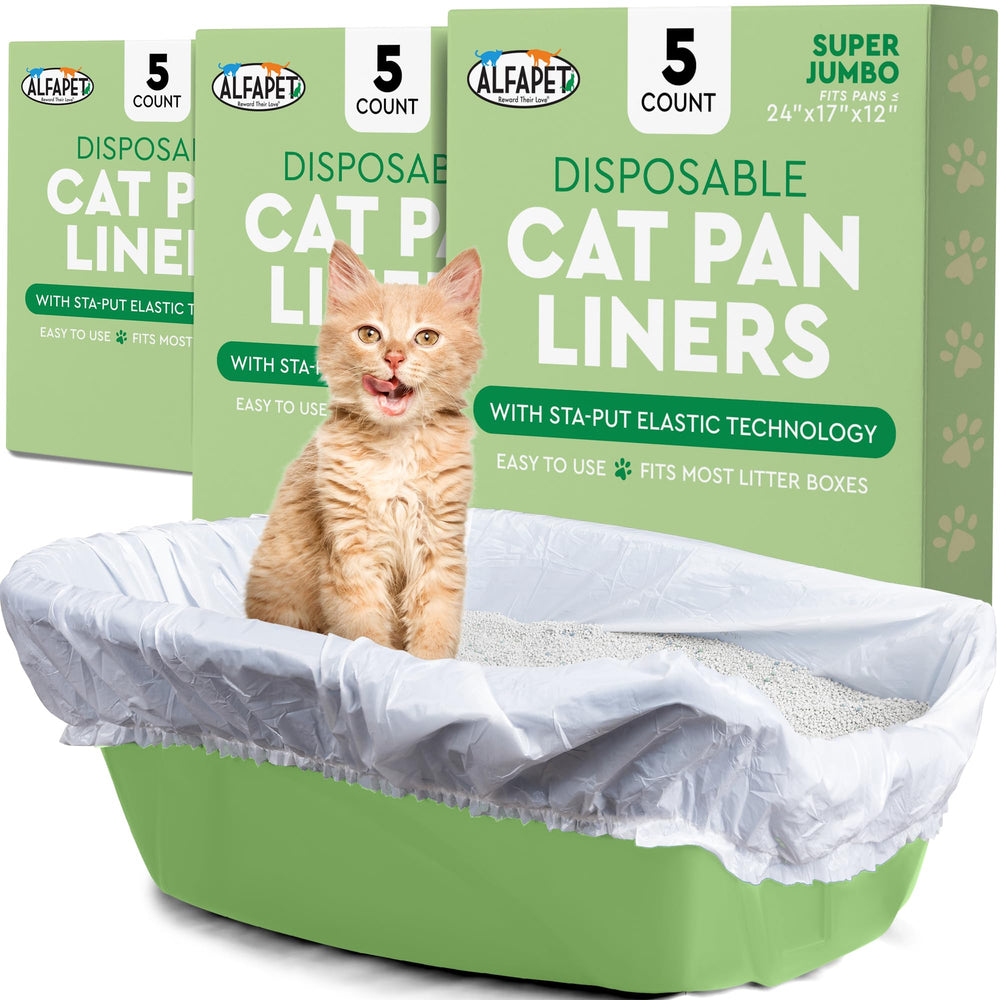 Alfapet elastic cat litter liners pack 15count ready for oversized pans improve cleanup