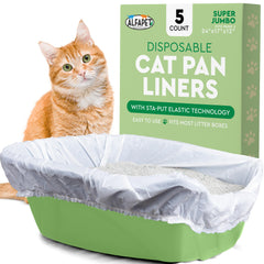 Alfapet elastic cat litter box liners secure-fit image showing large pan protection and easy cleanup