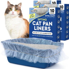 Alfapet Original sifting liners in extra-giant pan show scoop-free maintenance.
