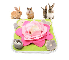 Alibuy Rabbit Foraging Mat pink top view provides enrichment and slow feeding for small pets.
