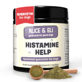 Alice & Eli Quercetin for Dogs liposomal bottle highlighting enhanced absorption