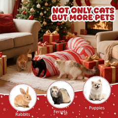 Aliceset Christmas cat tunnel large opening and peephole invite feline exploration.