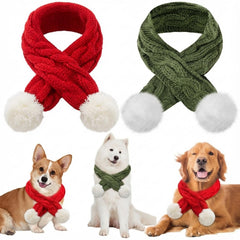 Aliceset dog christmas knitted scarf red enhances festive looks while keeping small pets warm.