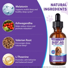 ALIVO melatonin dog sleep drops pour showing easy dosing