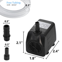 Alizzy compact fountain pump side angle for tight spaces