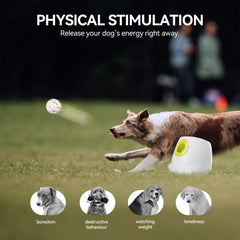 ALL FOR PAWS ball launcher side view highlighting adjustable distance for tailored play.