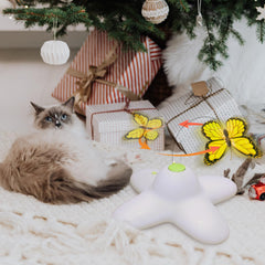 ALL FOR PAWS electric fluttering butterfly toy in action encourages hunting instincts.