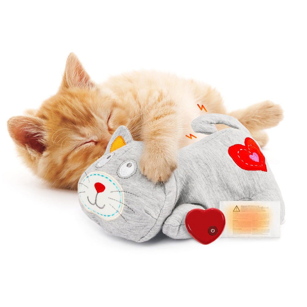 ALL FOR PAWS heartbeat cat plush toy heartbeat close-up for calming pets.