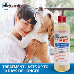 Allersearch Pet+ Shampoo dog close-up after a gentle wash