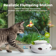 ALL FOR PAWS 3-in-1 cat toy 360-butterfly features lifelike fluttering for swat-and-chase fun.