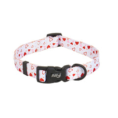 ALLFYL dog collar front view shows adjustable heart pattern for daily comfort.