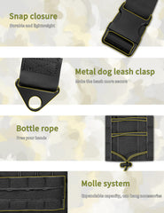 ALLIGEAR dog harness with Molle system attachments for modular gear on outdoor adventures.