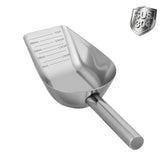 Aloxina dog-cat scoop top view highlighting durable 304 stainless steel for long-lasting pet meals.