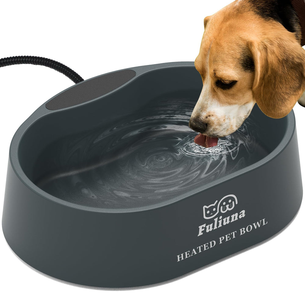 Alpcouts heated water bowl outdoors with anti-chew cord for safe winter drinking