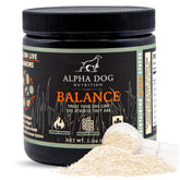 Alpha Dog Nutrition Balance Probiotic Bottle supports dog's digestion.