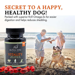 Alpha Dog Nutrition Vitality Krill Oil reduces dog itching relief for sensitive skin.