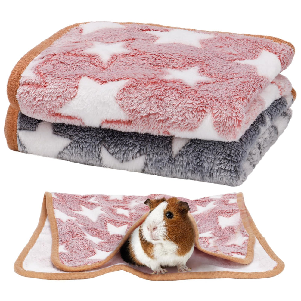 Alphatool Guinea Pig Blanket star pattern pink grey, a cozy snuggle spot for small pets.