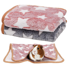 Alphatool Guinea Pig Blanket star pattern pink grey, a cozy snuggle spot for small pets.