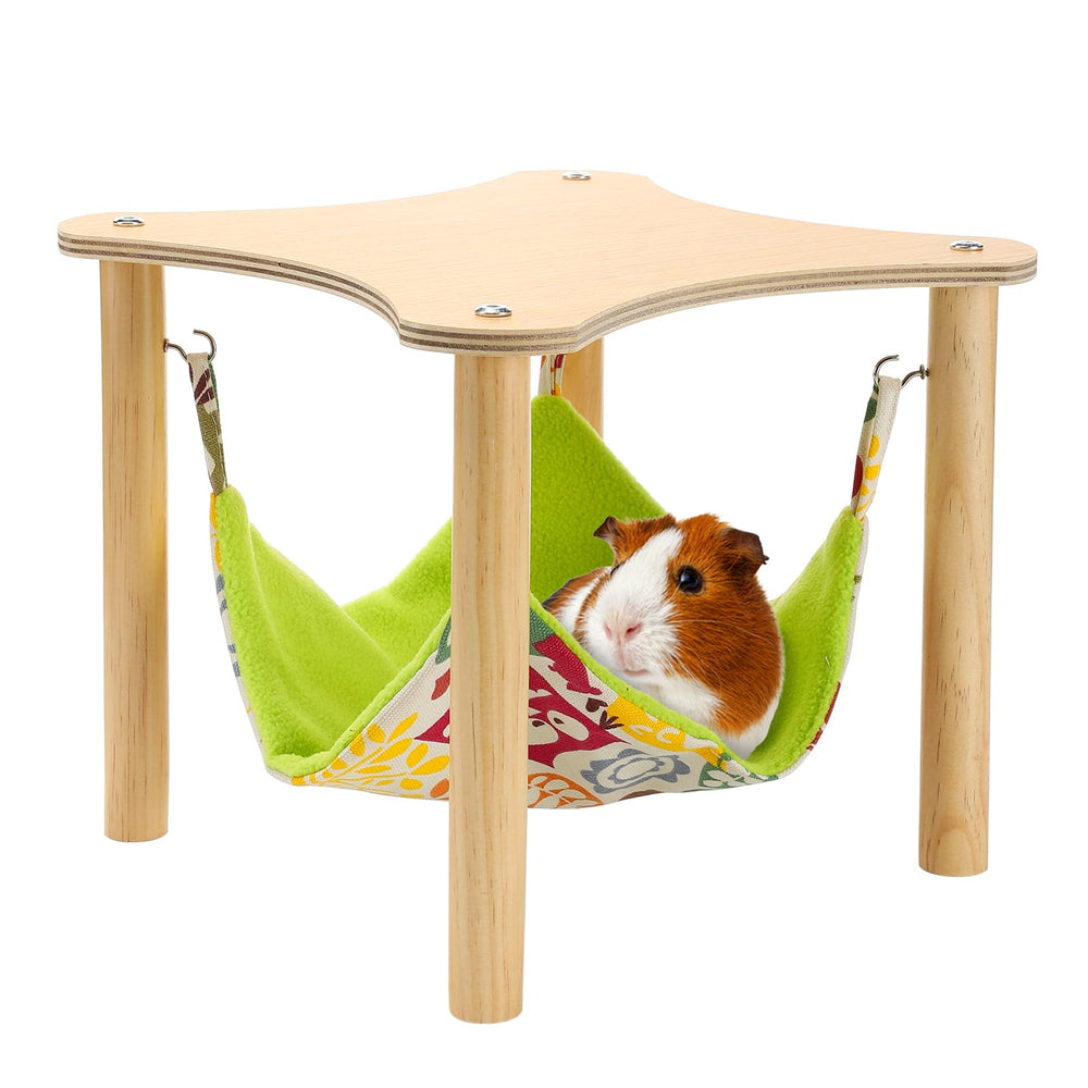 Alphatool Guinea Pigs Hammock with Wood Stand provides cozy hiding space for small pets