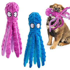 Alphatool squeaky octopus blue toy for fetch and interactive play.