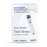AlphaTrak 3 test strip tube showing compact packaging for easy home testing.