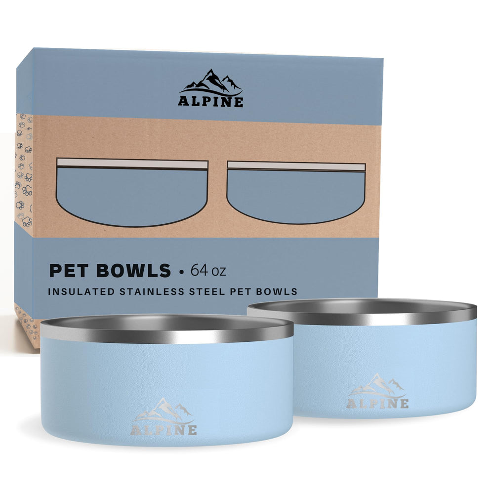 ALPINE 64oz sky blue dog bowls keep pets hydrated during meals.