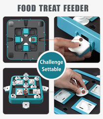 Aluckmao dog puzzle toy green open reveals treat compartments for enrichment.